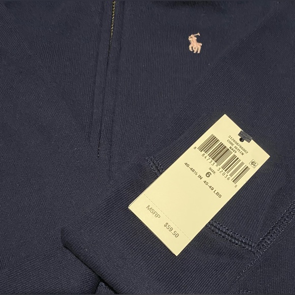 Polo Ralph Lauren Girls French Terry Zip-Up Hoodie Little Kid Size 6 Color Navy - Picture 3 of 3